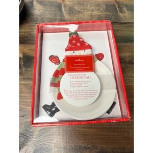 Hallmark Snowman Cheeseball platter with mitten and boot knives